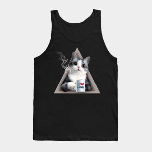 Kawaii Cute Cat I Love Coffee Tank Top